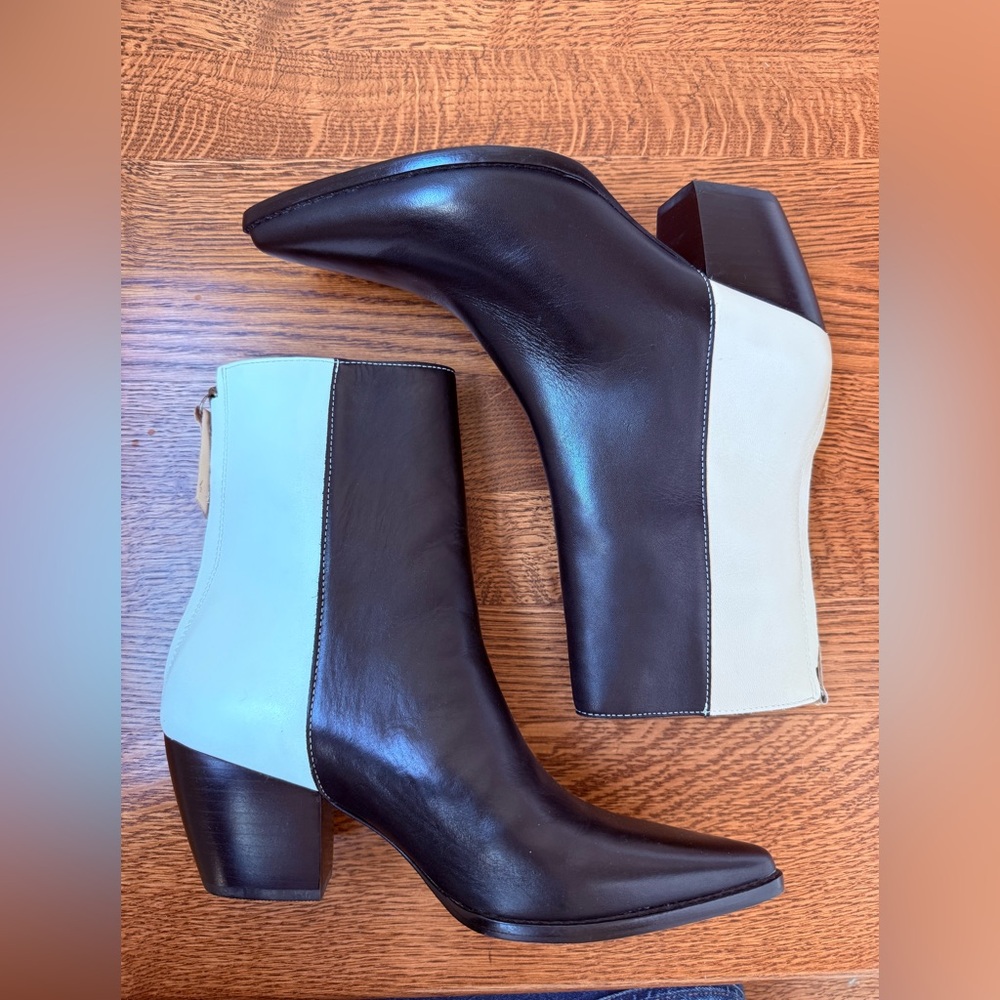 MATISSE Carson Leather Boots Western Pointed Toe Colorblock Block Heel Soft 7 - Picture 7 of 13